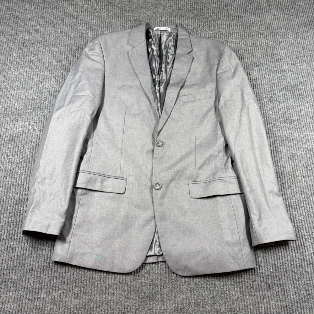 Needle & Stitch Blazer Men 38R Sport Coat Grey Wool Blend Two Button Suit Jacket